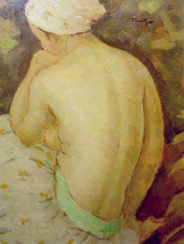 Nicolae Tonitza Nud vazut din spate, ulei pe carton. Norge oil painting art